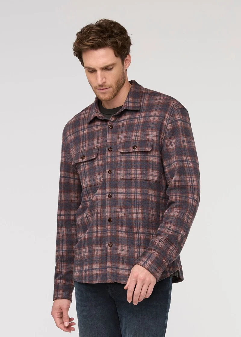 Performance Flannel Button Down - Heather Mauve Plaid