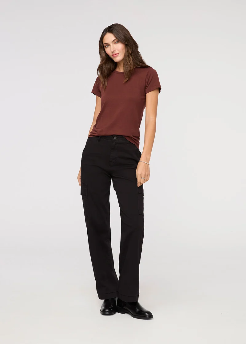 LuxTwill High Rise Cargo Pant - Black