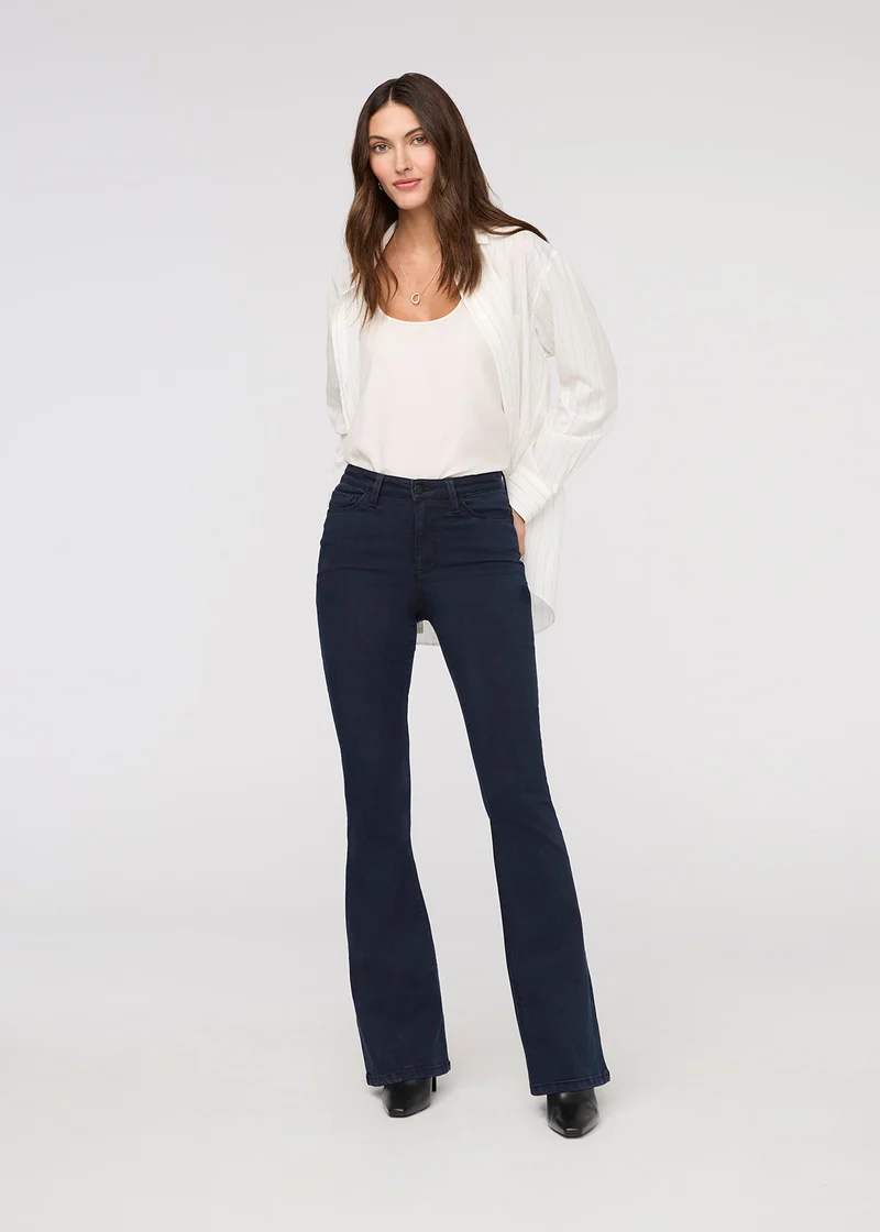 No Sweat Denim High Rise Flare - Dusk Blue
