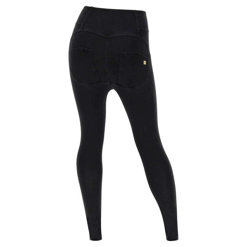 WR.UP Curvy Push-Up Button High Waist Skinny Denim Jeans - Denim Black - Black Seam