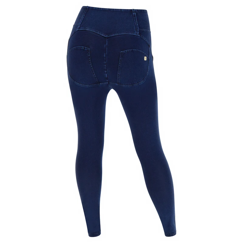 WR.UP Curvy Push-Up Button High Waist Skinny Denim Jeans - Denim Dark Blue - Blue Seam