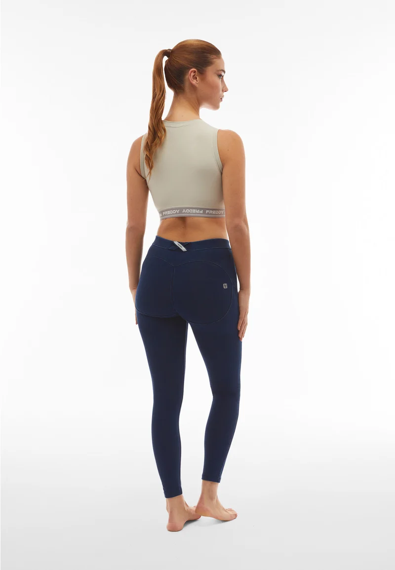 WR.UP Core Push-Up Regular Waist Skinny 7/8 Denim Jeans - Denim Dark Blue - Blue Seam
