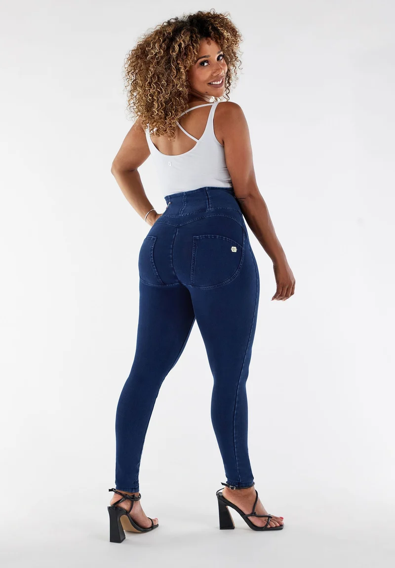 WR.UP Curvy Push-Up High Waist Skinny Denim Jeans - Denim Dark Blue - Blue Seam