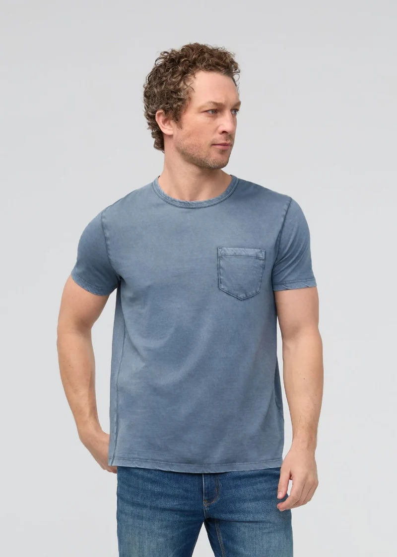 PurePima Pocket Tee - Washed Stone Blue