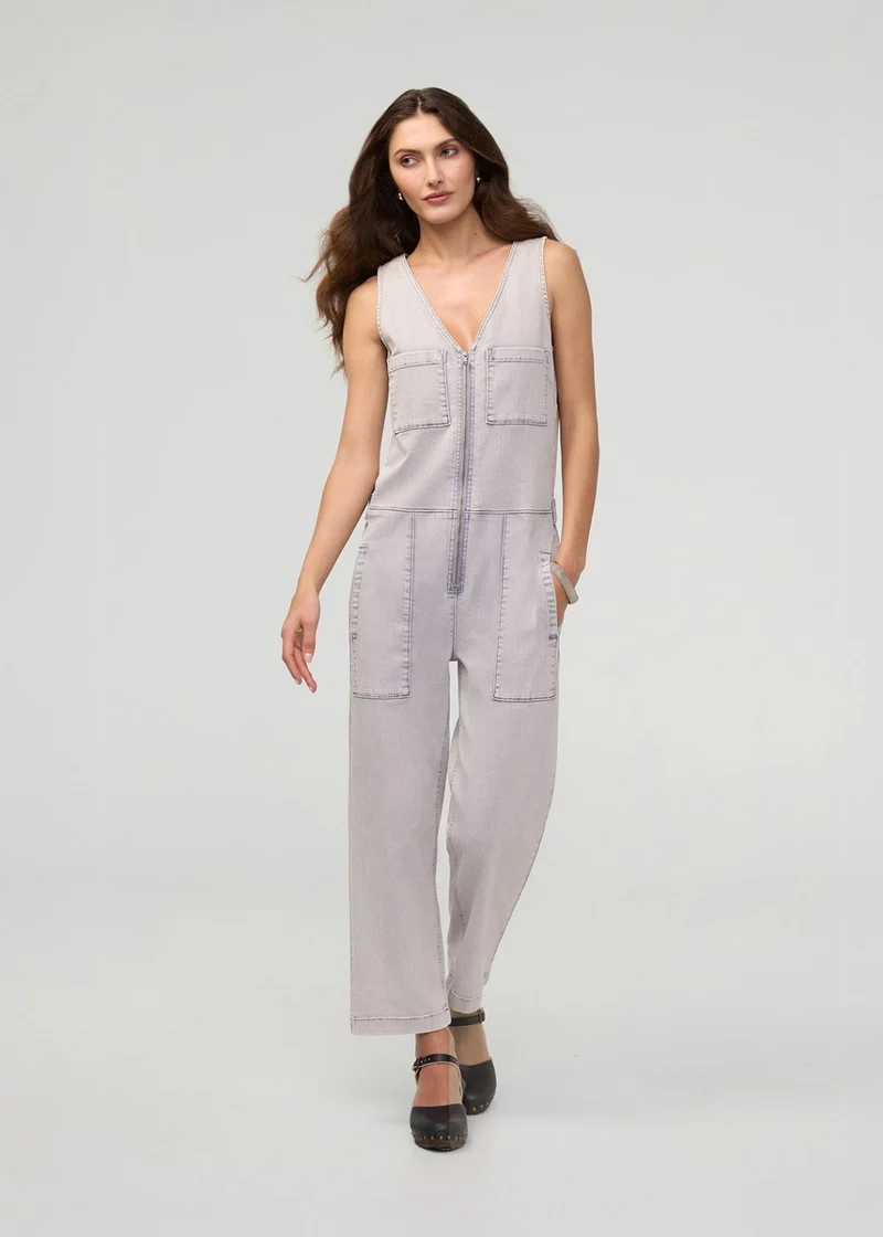 Performance Denim Utility Jumpsuit - Quartz Fade