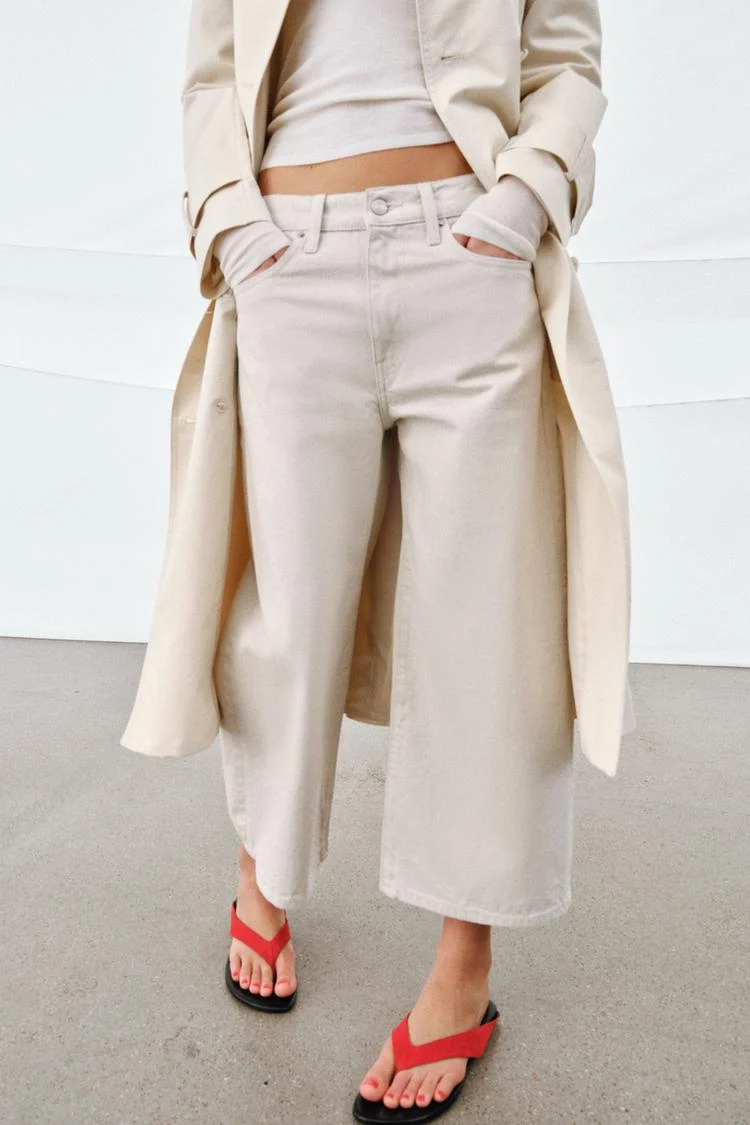 Zara Mid Waist Culottes Jeans