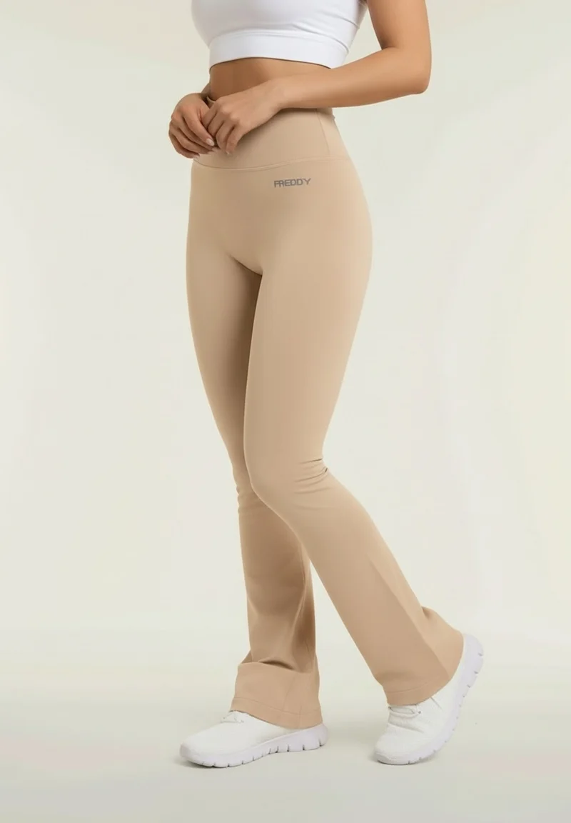 Seamless Push-Up High Waist Flare Leggings - Chateau Gray Beige - Made in Italy