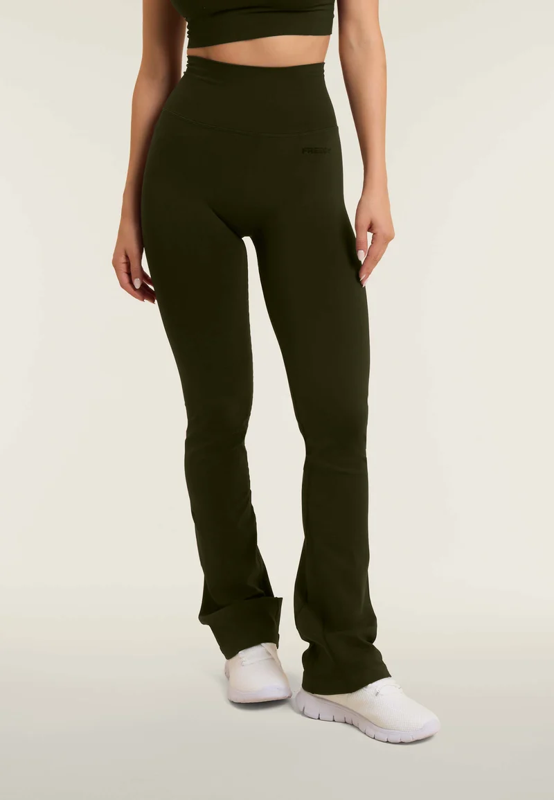 Seamless Push-Up High Waist Flare Leggings - Cypress Green - Made in Italy