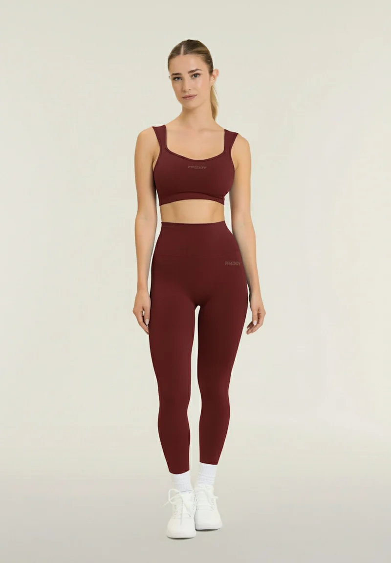 Seamless Ribbed Push-Up High Waist Skinny 7/8 Leggings - Rumba Red - Made in Italy