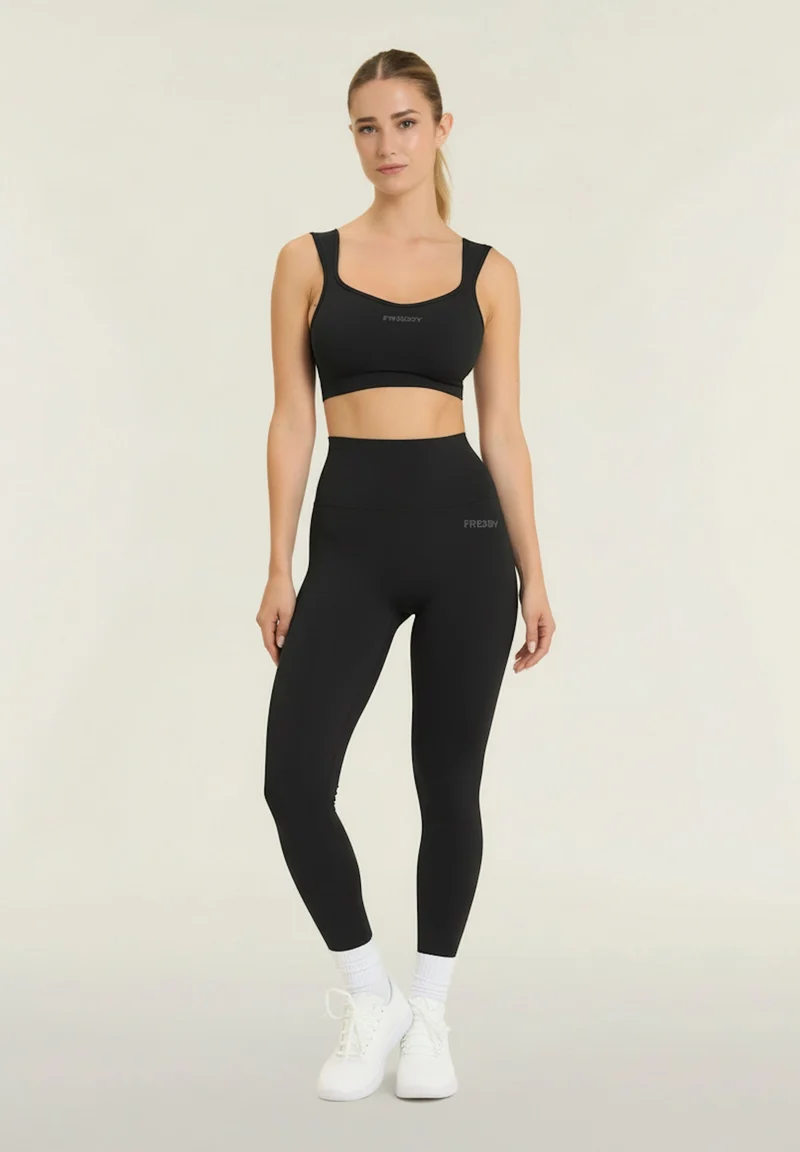 Seamless Ribbed Push-Up High Waist Skinny 7/8 Leggings - Black - Made in Italy