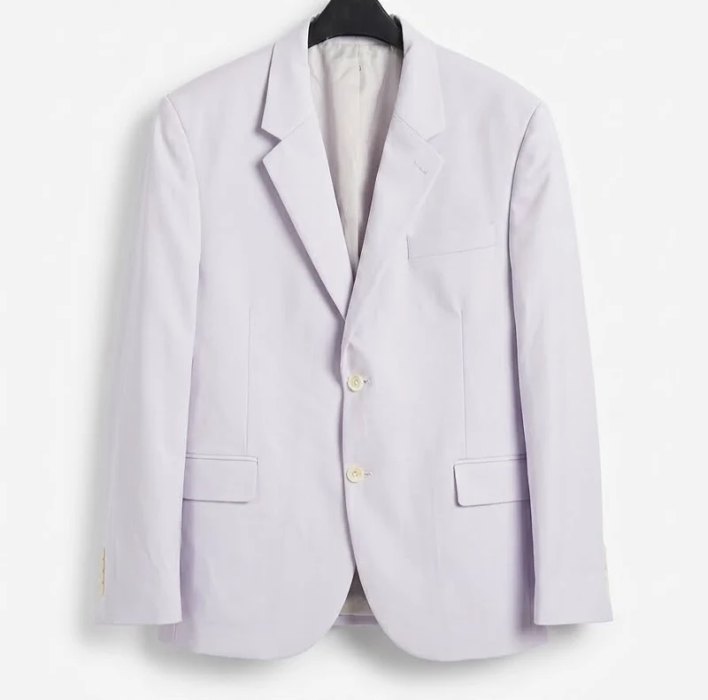 Tailored Single-Breasted Suit Jacket - Pastel Lilac