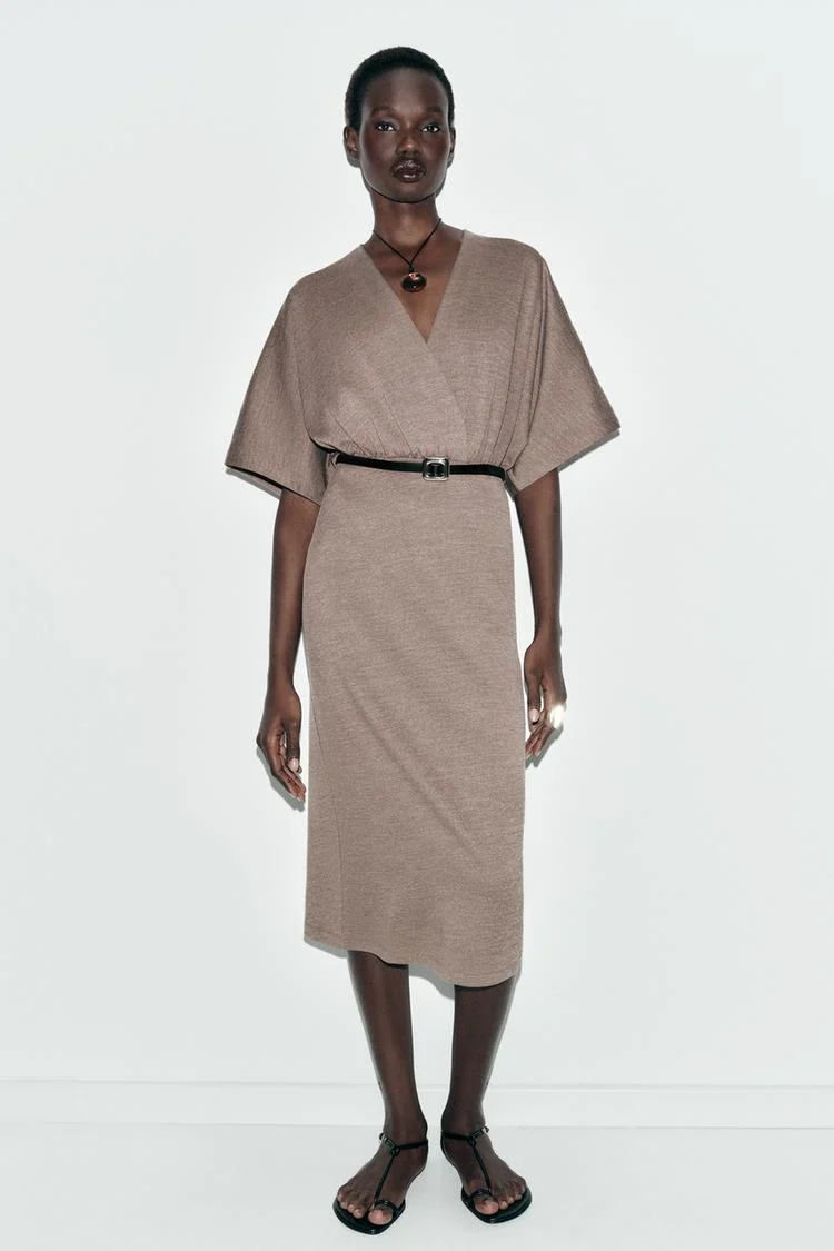 Light Brown Midi Dress