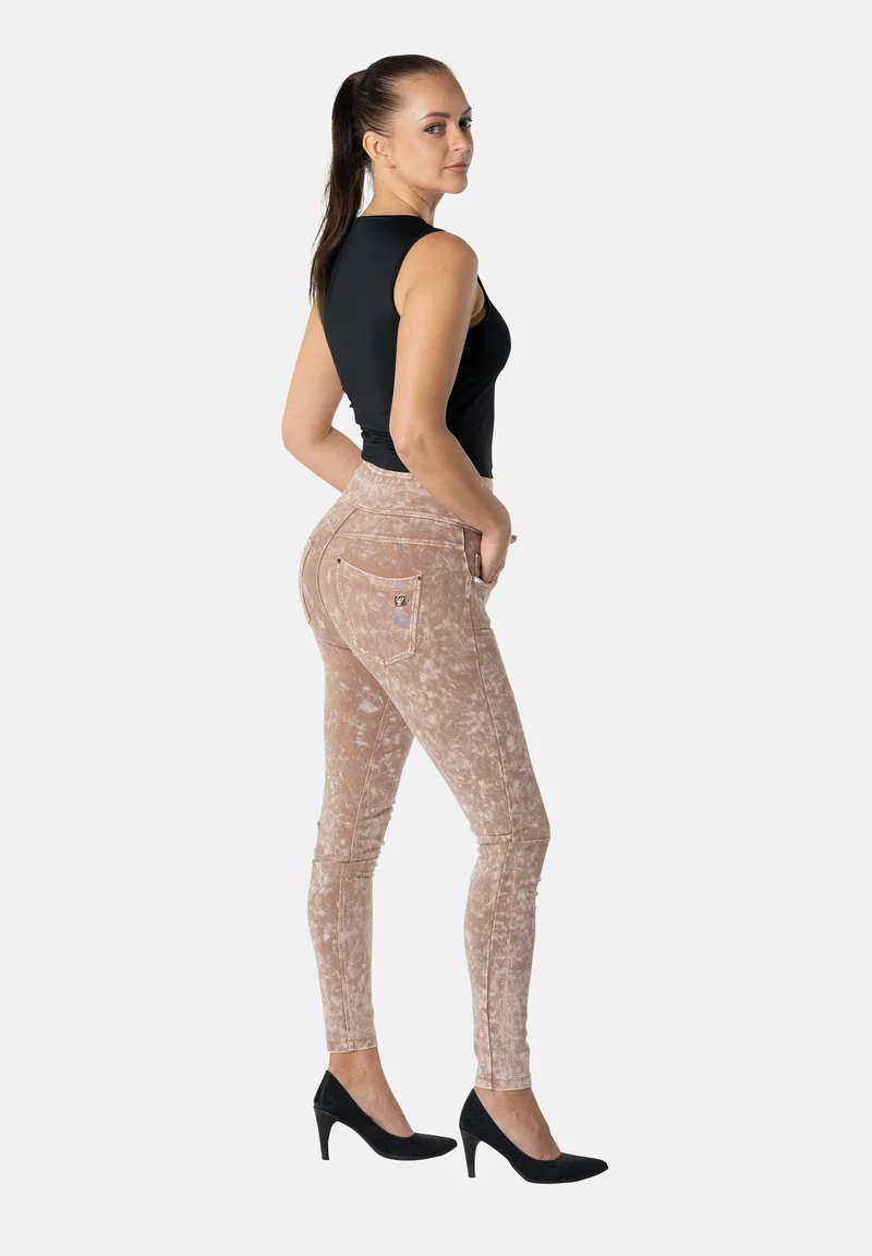 N.O.W. Yoga High Waist Skinny Denim Jeans Marble Dyed - Roebuck Pink