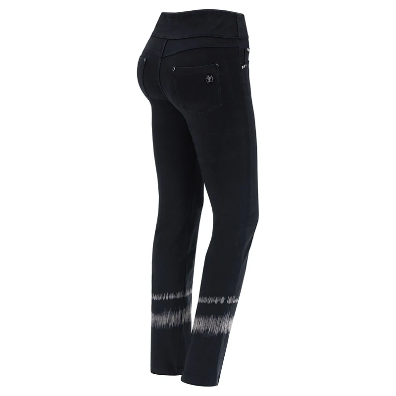 N.O.W. Yoga Mid Waist Flare Pant With Batic Details - Black