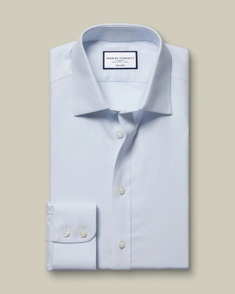 Non-Iron Royal Oxford Slim Fit Shirt - Ice Blue