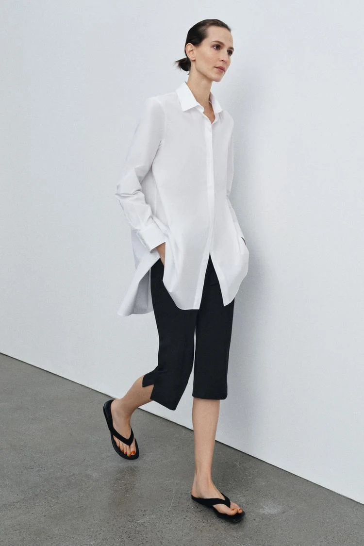Zw Collection Asymmetric Poplin Shirt - White