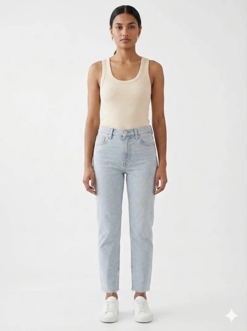Gap Girlfriend Tapered Mid Rise Low Stretch Jeans