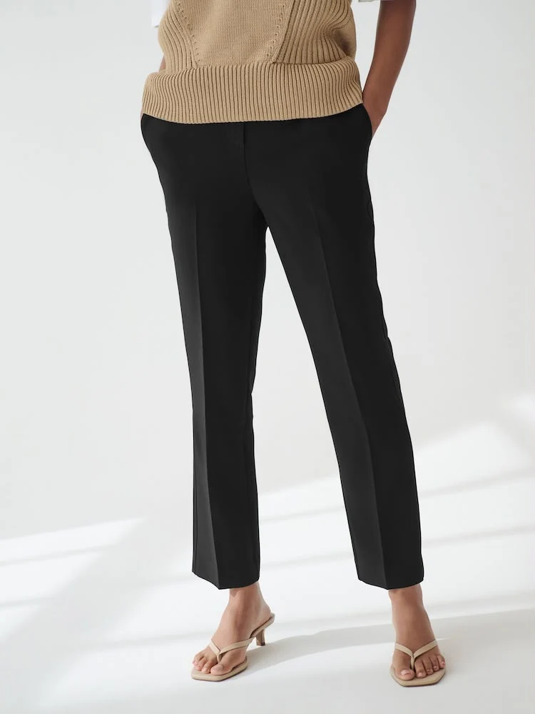 Black Straight Leg Tailored Trouser