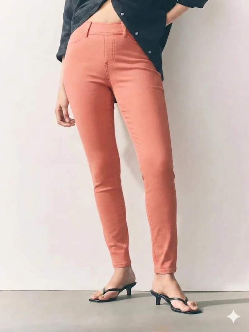 Mauve Full Length Jersey Denim Leggings-