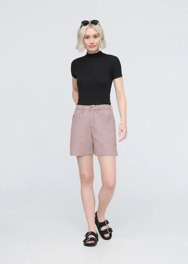 Stretch Canvas High Rise Relaxed Short - Chalk
