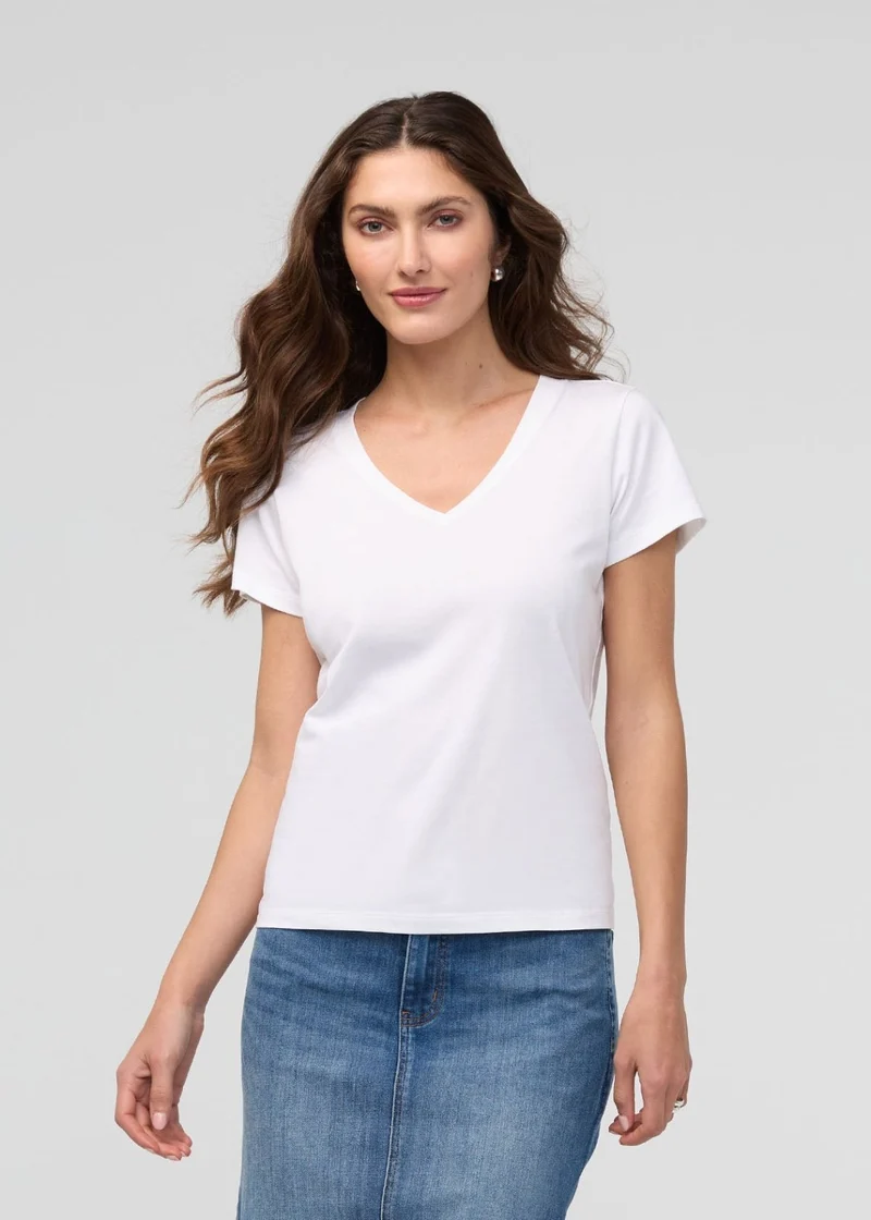 PurePima Slim V-Neck - White