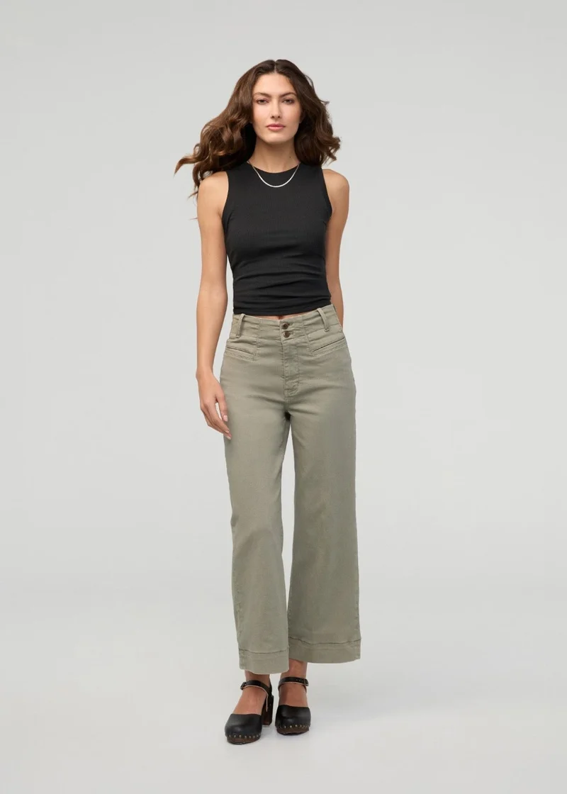 FlexTwill High Rise Trouser - Light Olive