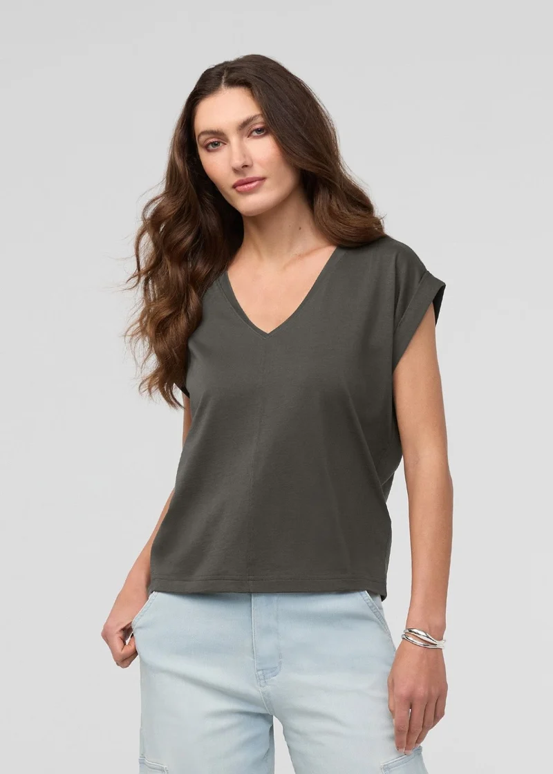 PurePima Dolman V-Neck - Evergreen
