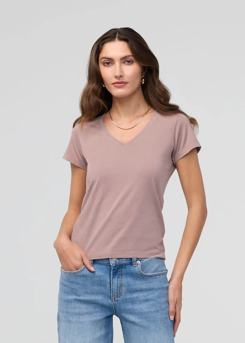 PurePima Slim V-Neck - Hazy Mauve