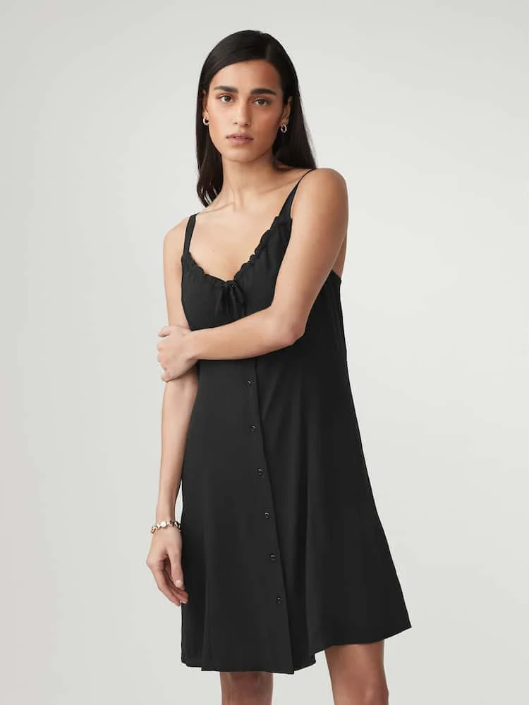 Black Mini Tie Front Summer Dress