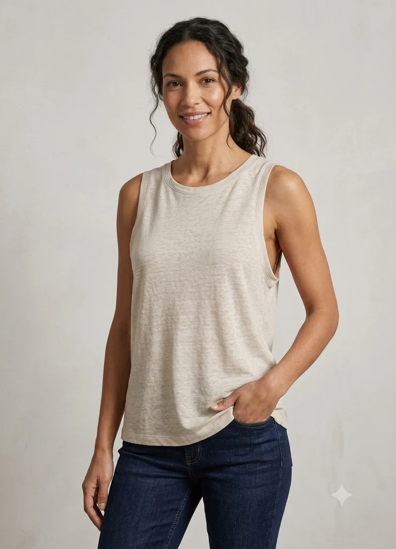 Next Linen Rich Crew Neck Vest Top
