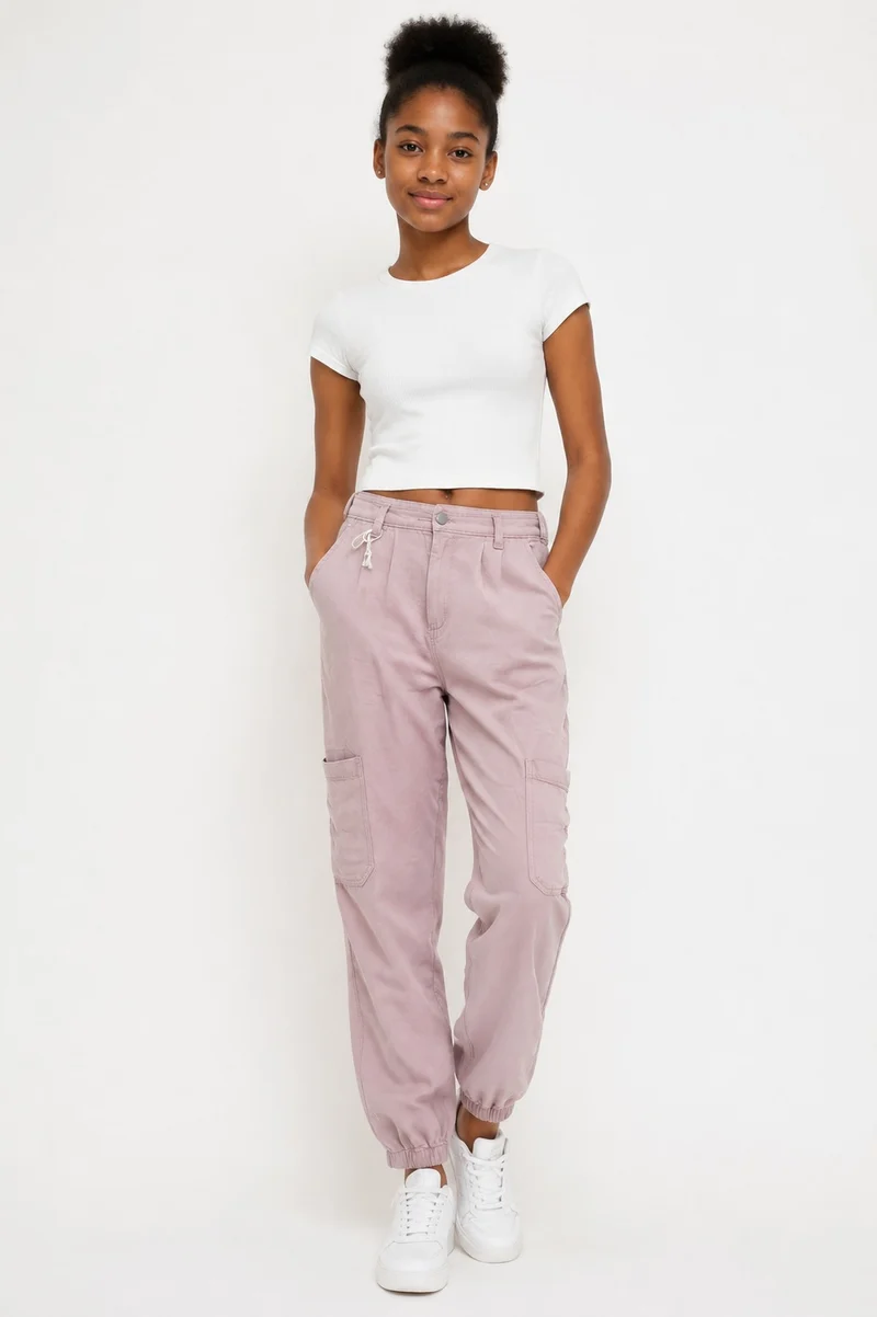 Soft Blush Cargo Jogger Trousers