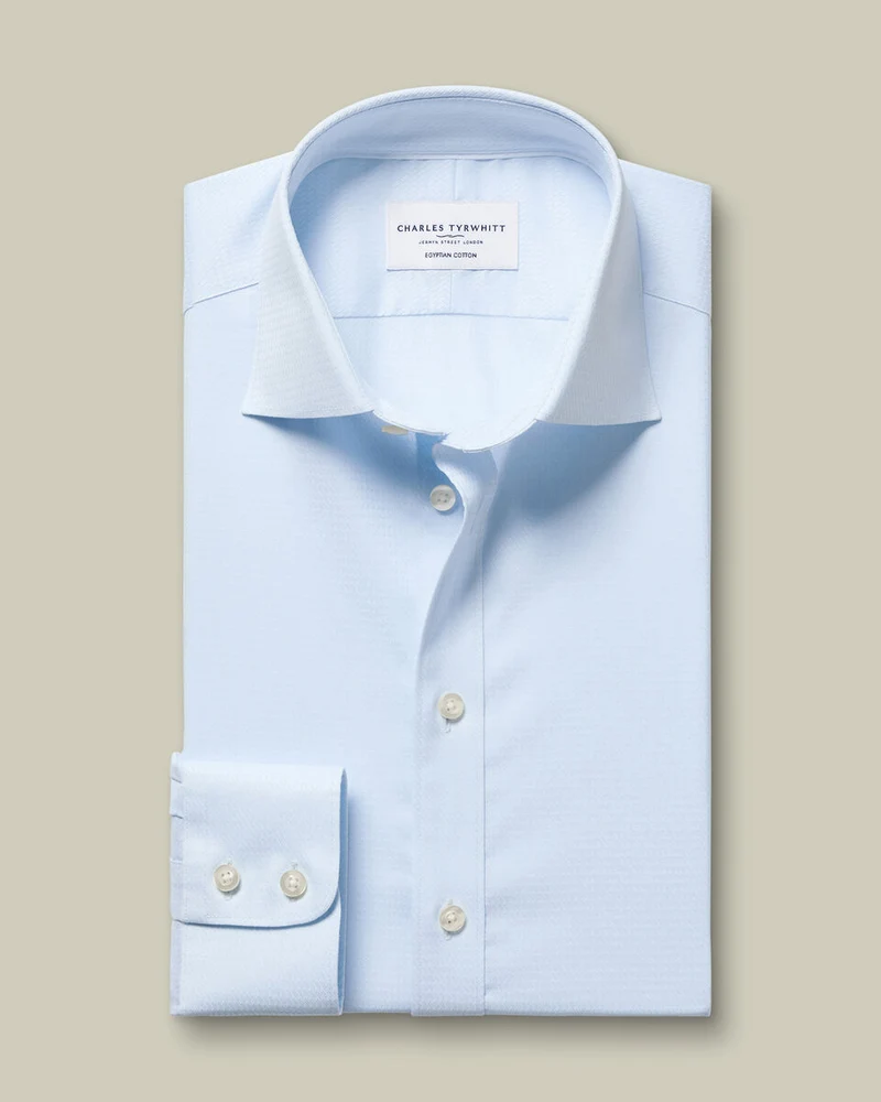 Luxury Texture Slim Fit Shirt - Ice Blue