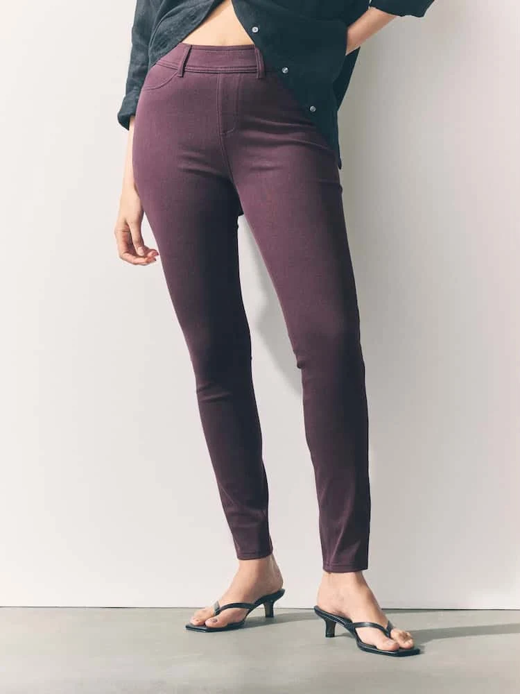 Mauve Full Length Jersey Denim Leggings