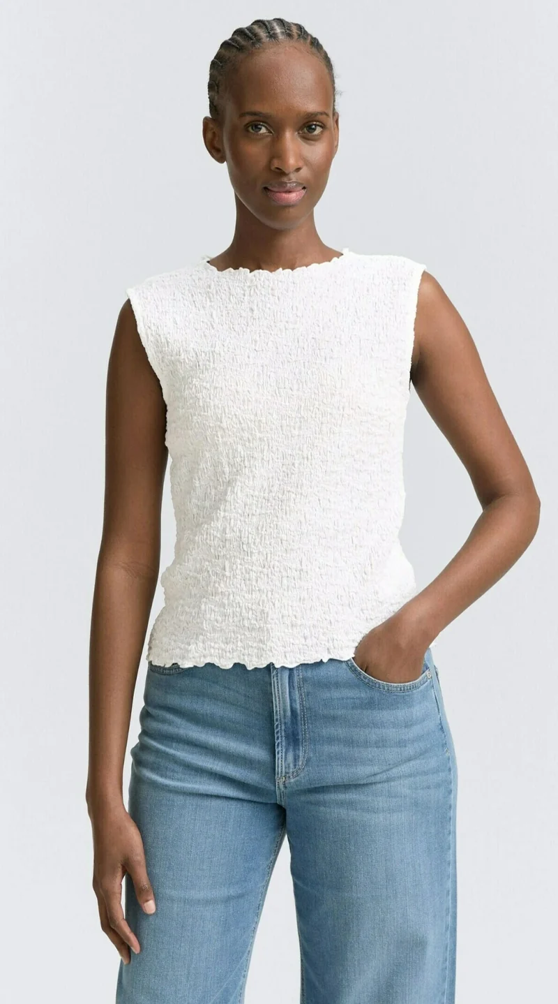 Scalloped Hem Blouse - White