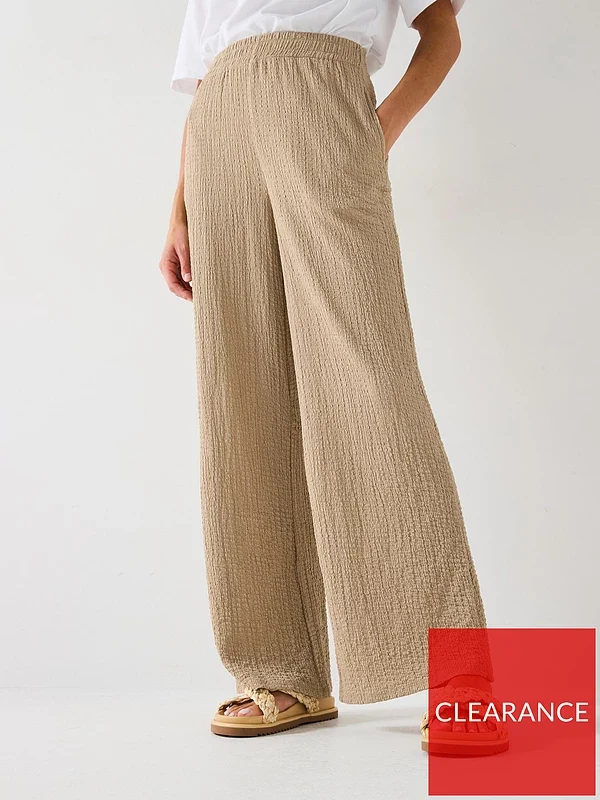 V by Very Wide Leg High Waisted Textured Trousers