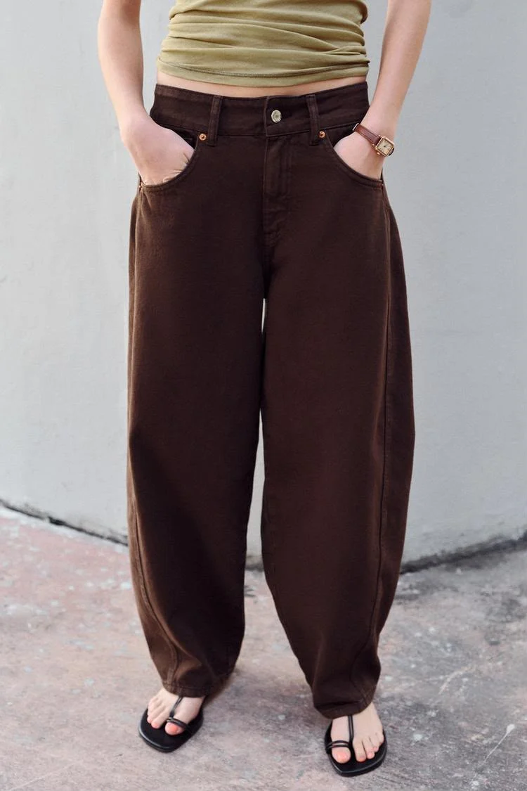 Zara Mid Waist Barrel Ankle Length