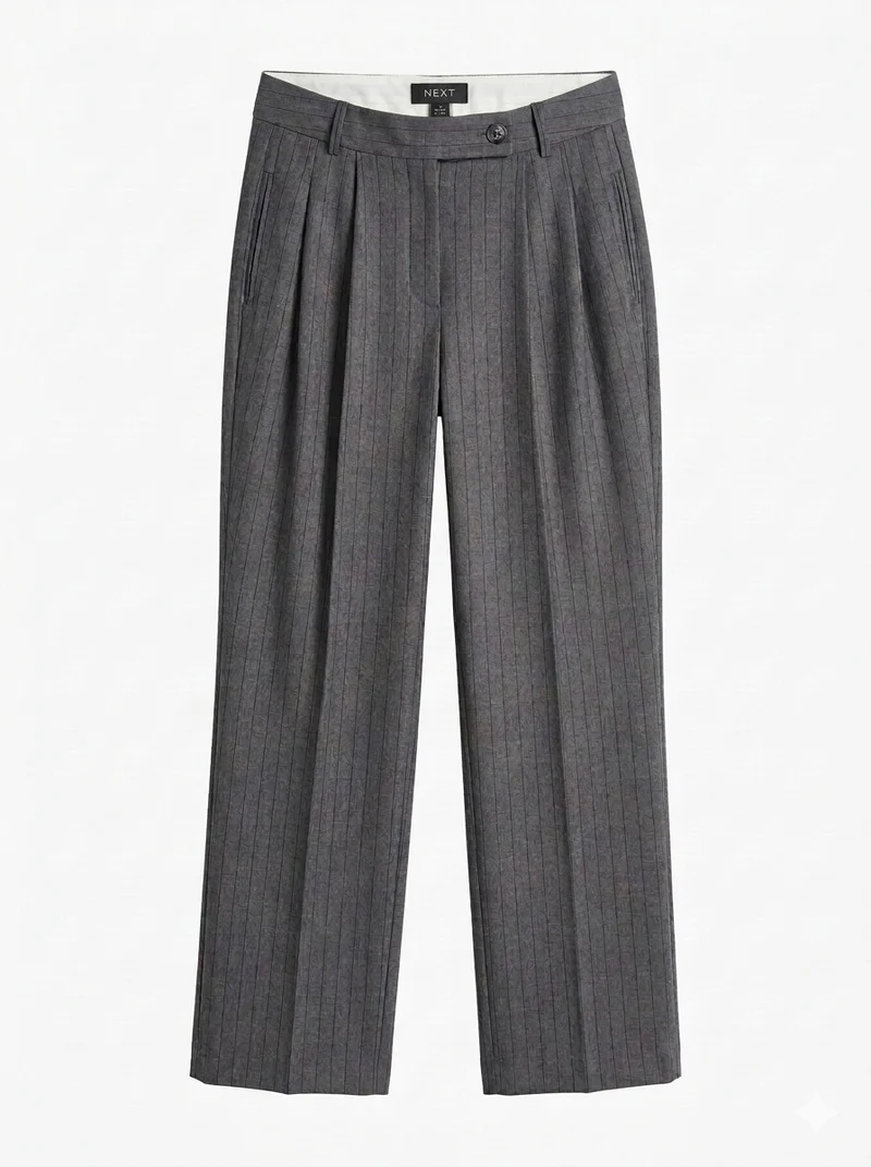 Tall Grey Pinstripe Wide Leg Trouser