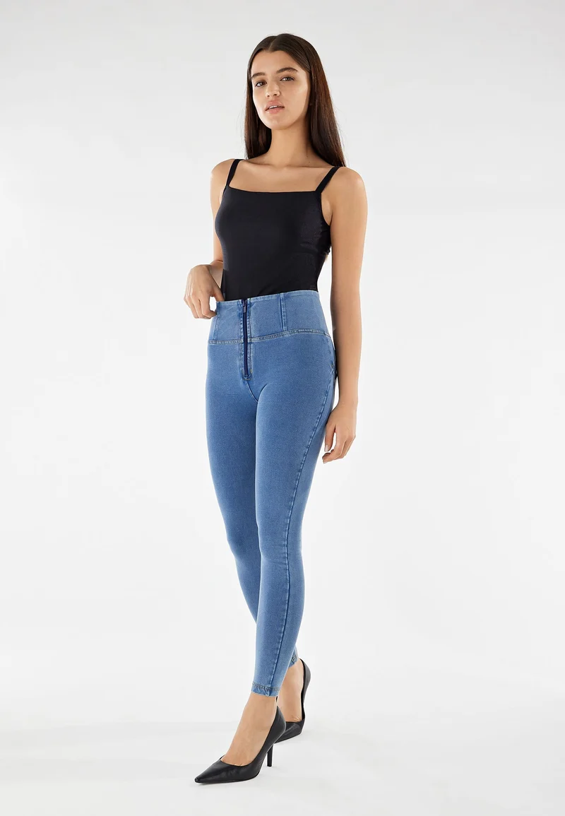 WR.UP Push-Up High Waist Skinny Denim Jeans - Denim Light Blue - Yellow Seam