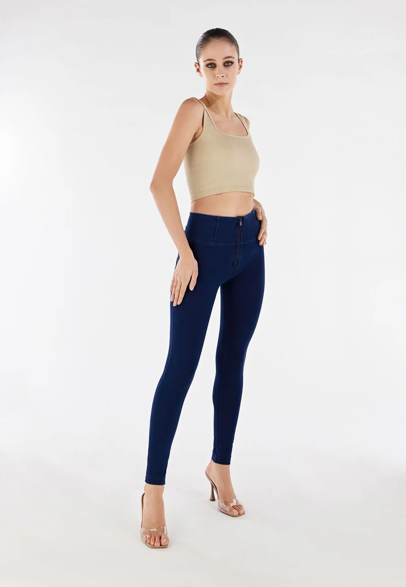 WR.UP Push-Up High Waist Skinny Denim Jeans - Denim Dark Blue - Blue Seam