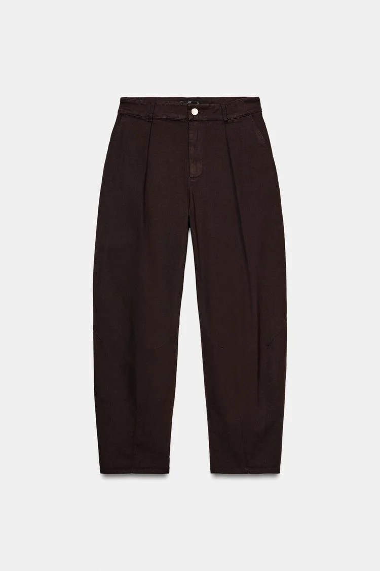 Balloon Trouser With Darts Brown