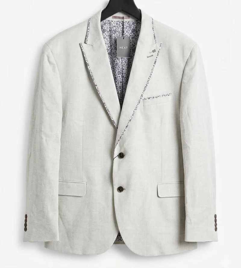 Tailored Linen Blazer - Light Beige