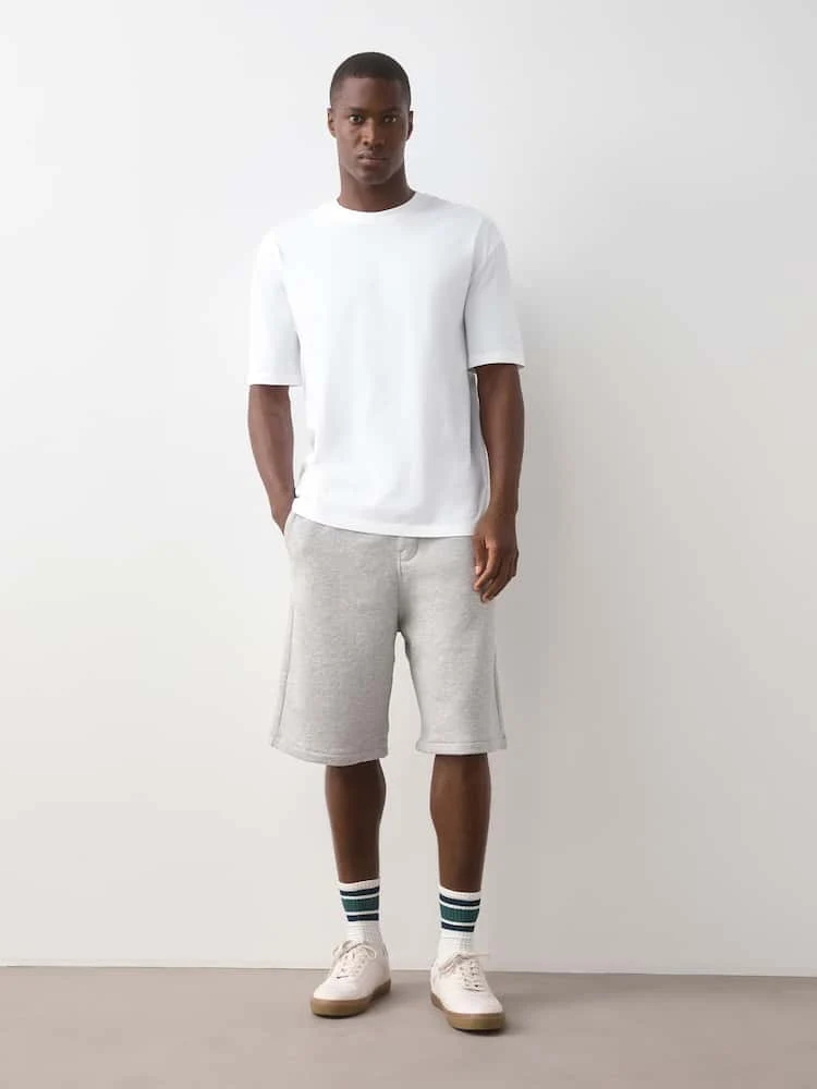 White Relaxed Fit Essential Crew Neck Cotton T-Shirt