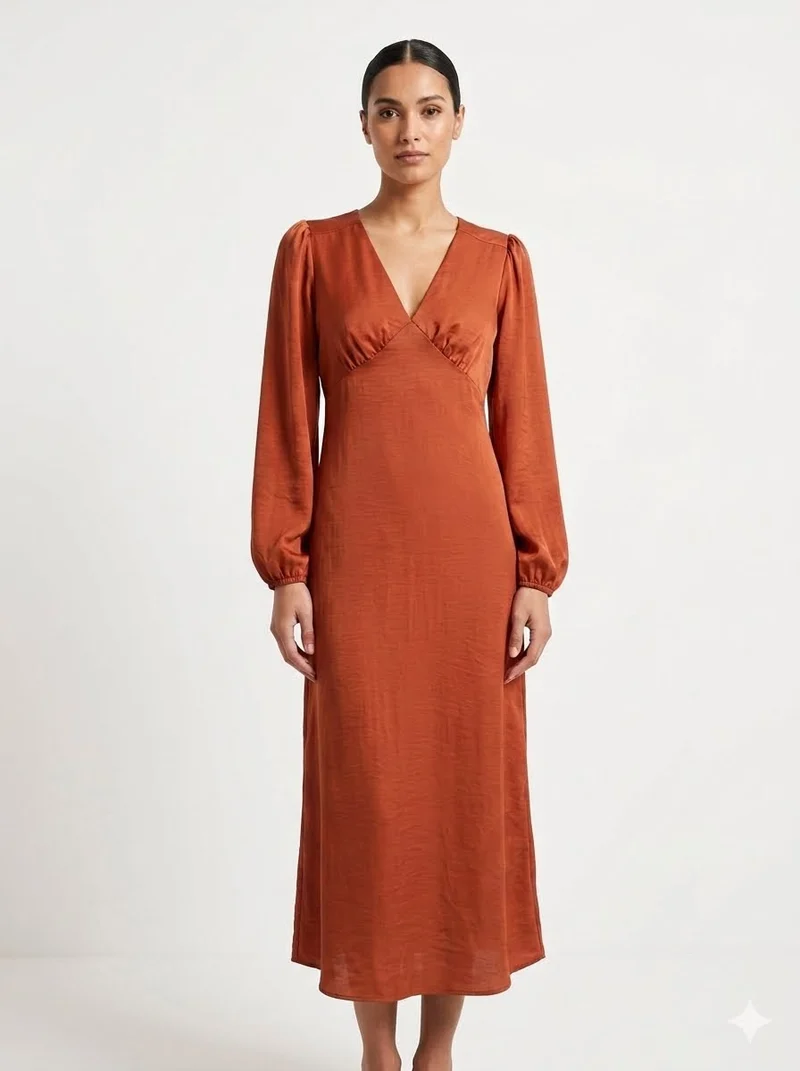 Terracotta Rust Midi Dress