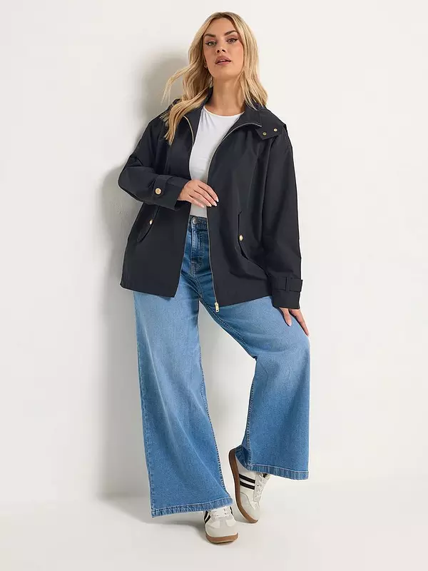 Curve Military Button Jacket Blue