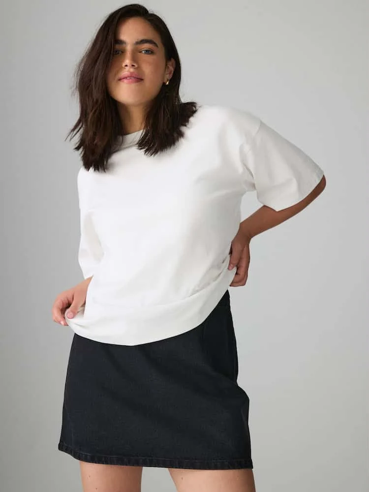 Black Denim Mini Skirt - Washed Black