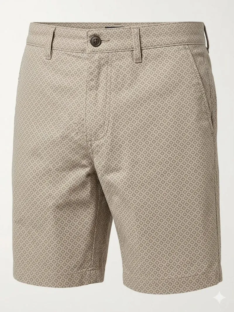 Tailored Geometric Micro-Pattern Chinos Short