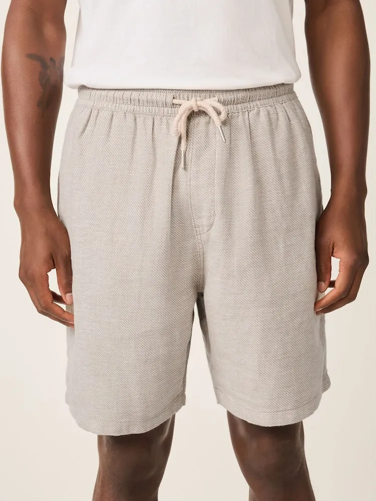 Neutral Linen Blend Elasticated Waist Shorts