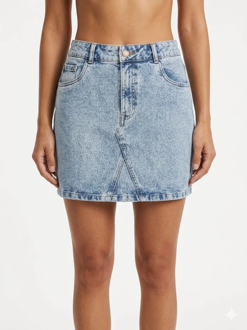 Washed A Line Denim Mini Skirt