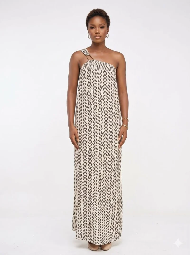 One - Shoulder Column Maxi Dress