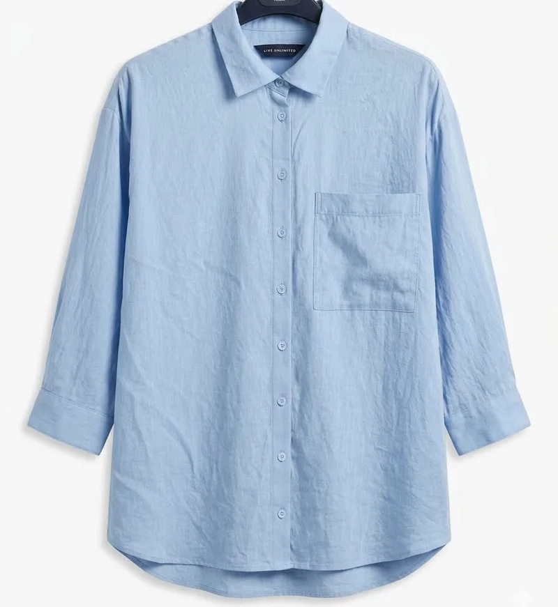 Button - Down Oversized Shirt - Light Blue